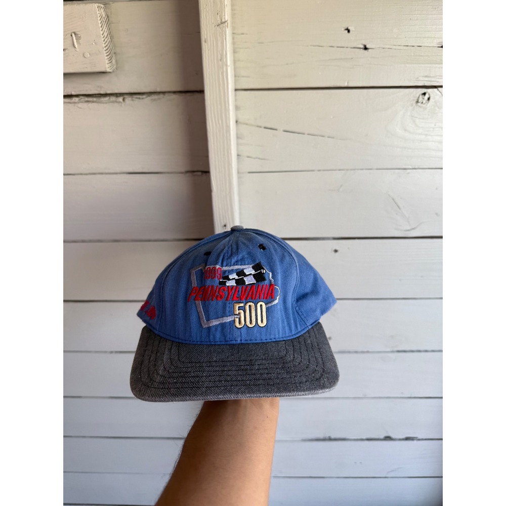 Vintage 1999 Pennsylvania 500 NASCAR Hat American Needle Snapback Blue Grey USA